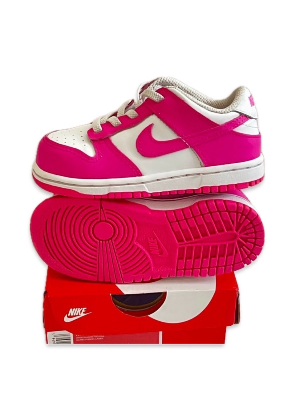Nike Dunk Low💕 Kids Sneakers in Pink and White
